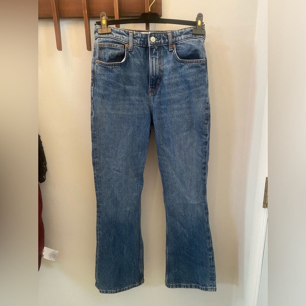 Reformation Jeans Peyton High Rise Boot Cut Cropped Jeans Color: Mercer Size 28